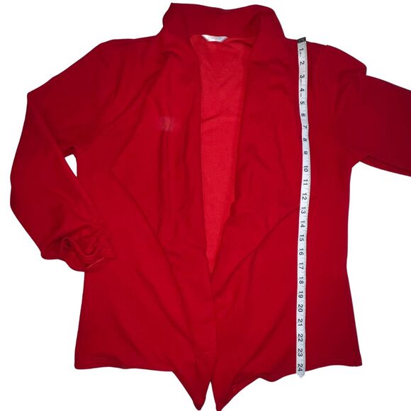 AUQCO Blazer Womens XL Red Tomatogirl Asymmetrical Collared Open Front Jacket - Picture 6 of 11